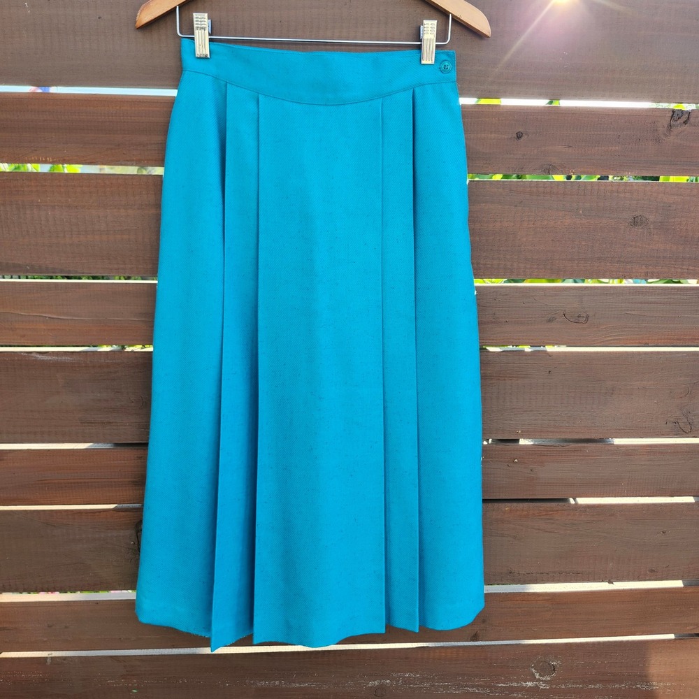 Vintage Retro Turquois Pleated Skirt Twee Indiepop Union Made in USA Size 10 S/M